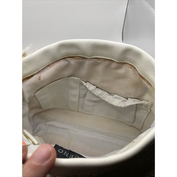 Bueno WhiteFaux Leather Bag Purse Chain Woven Shoulder Strap NWT - Picture 7 of 10